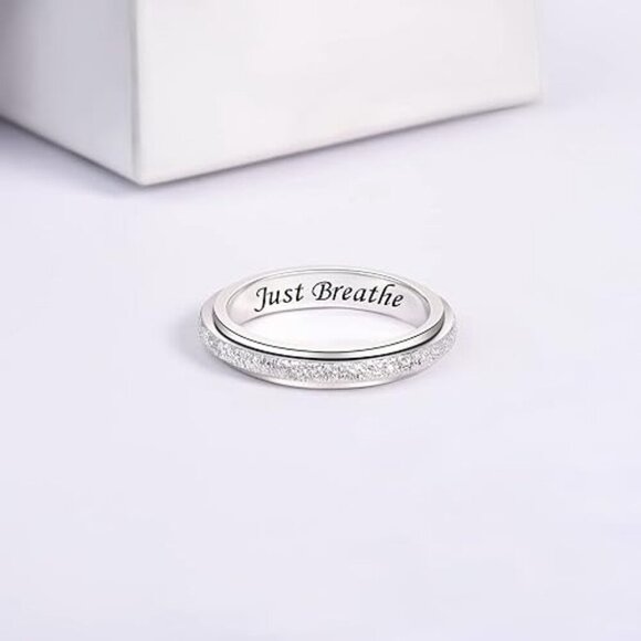 Women Metal Sterling Silver Spinner Fidget Ring Anti Anxiety Worry Relieving - Picture 2 of 3